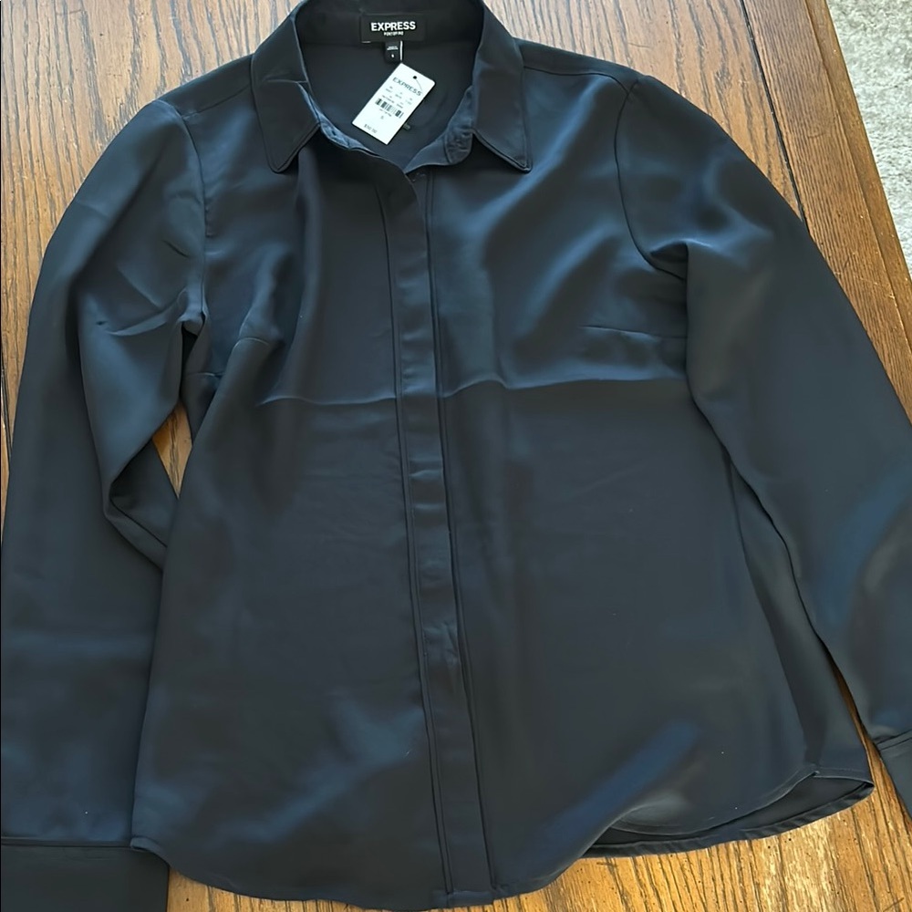 Express Black Button-Up Shirt
